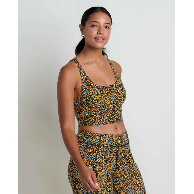 Toad&co Terrane Longline Bralette Black Ditsy Print