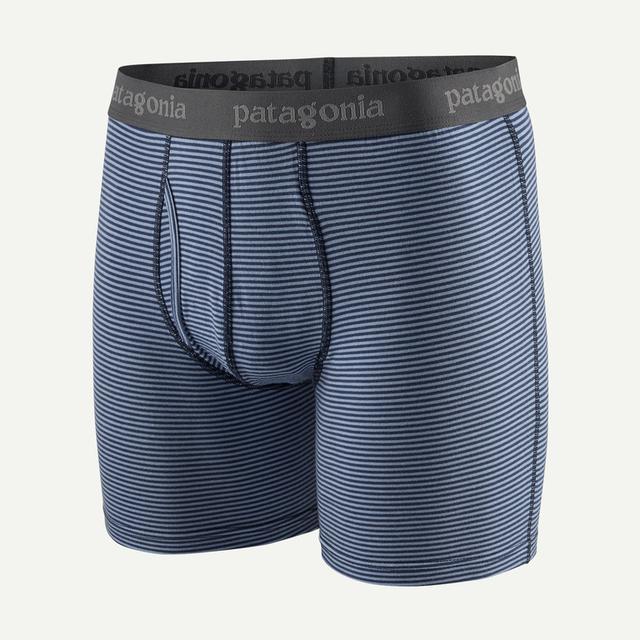 Patagonia Mens Essential Boxer Briefs - 6 in. Fathom Stripe: New Navy