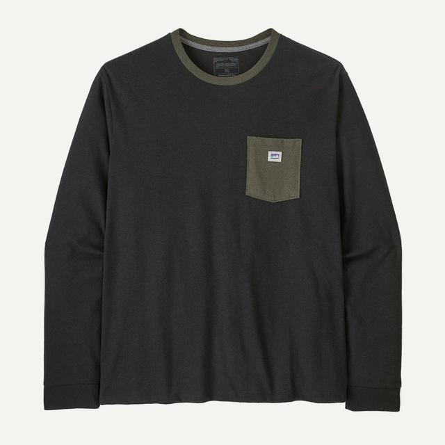 Patagonia Long Sleeved Shop Sticker Pocket Responsibilitee Black w/Basin Green